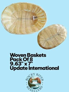 Wicker Cracker Basket | Set Of 8 | 9.63" X 7" X 2" | Update International